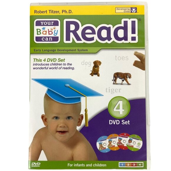 Your Baby Can Read! 4 DVD Set Robert Titzer Early Language Development System - Picture 1 of 4